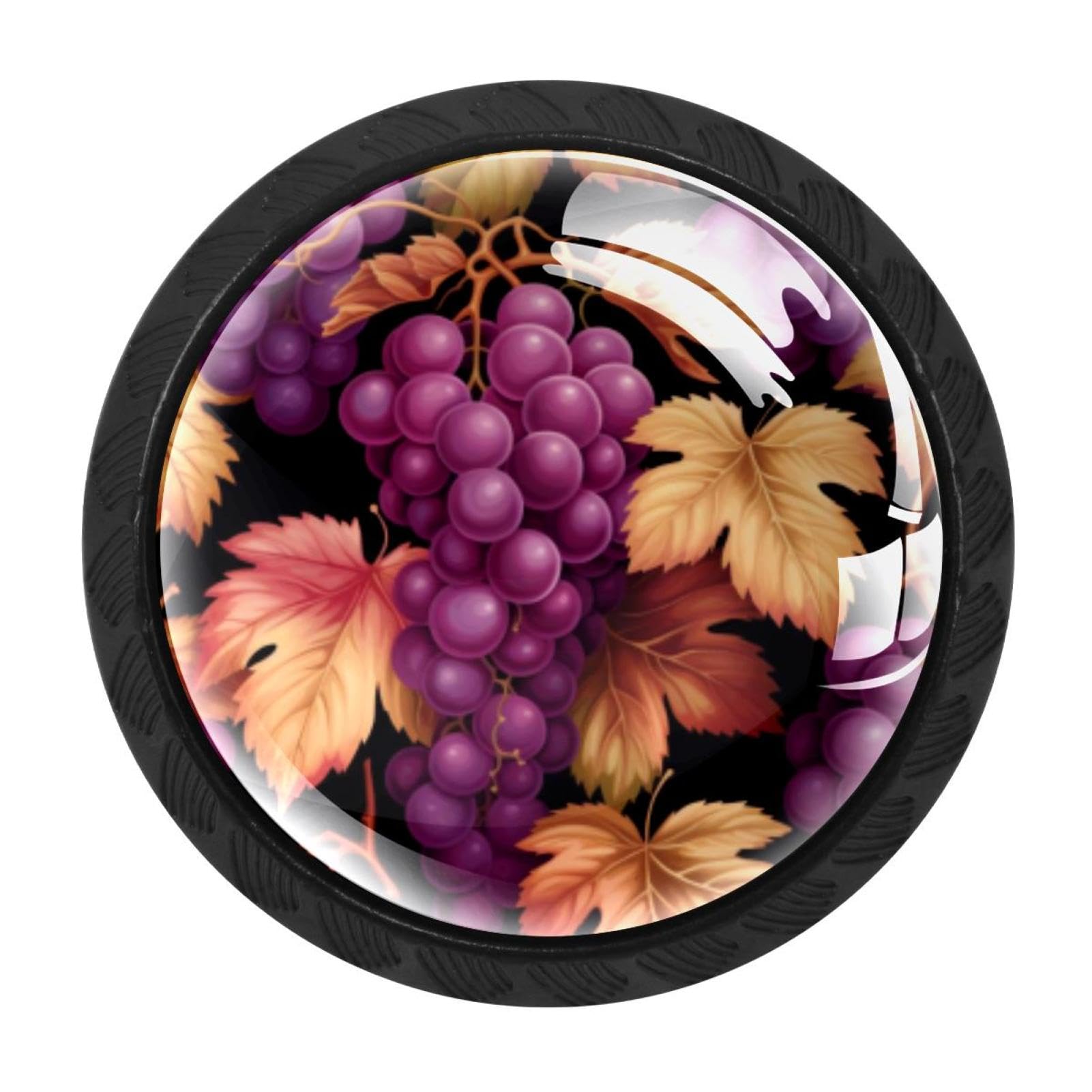 CHENZZZZ 4 Pieces Thanksgiving Grape Drawer Knobs, 35mm Black Cabinet Knobs, Drawer Pulls and Knobs, Dresser Drawer Knobs, Cabinet Hardware Kitchen Cabinet Knobs