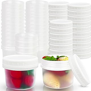 30 Pack 5 oz Plastic Food Storage Containers with Screw Lids Small Reusable Freezer Containers Leak Proof Food Storage Jars for Fruit Cake Jam Ice Cream