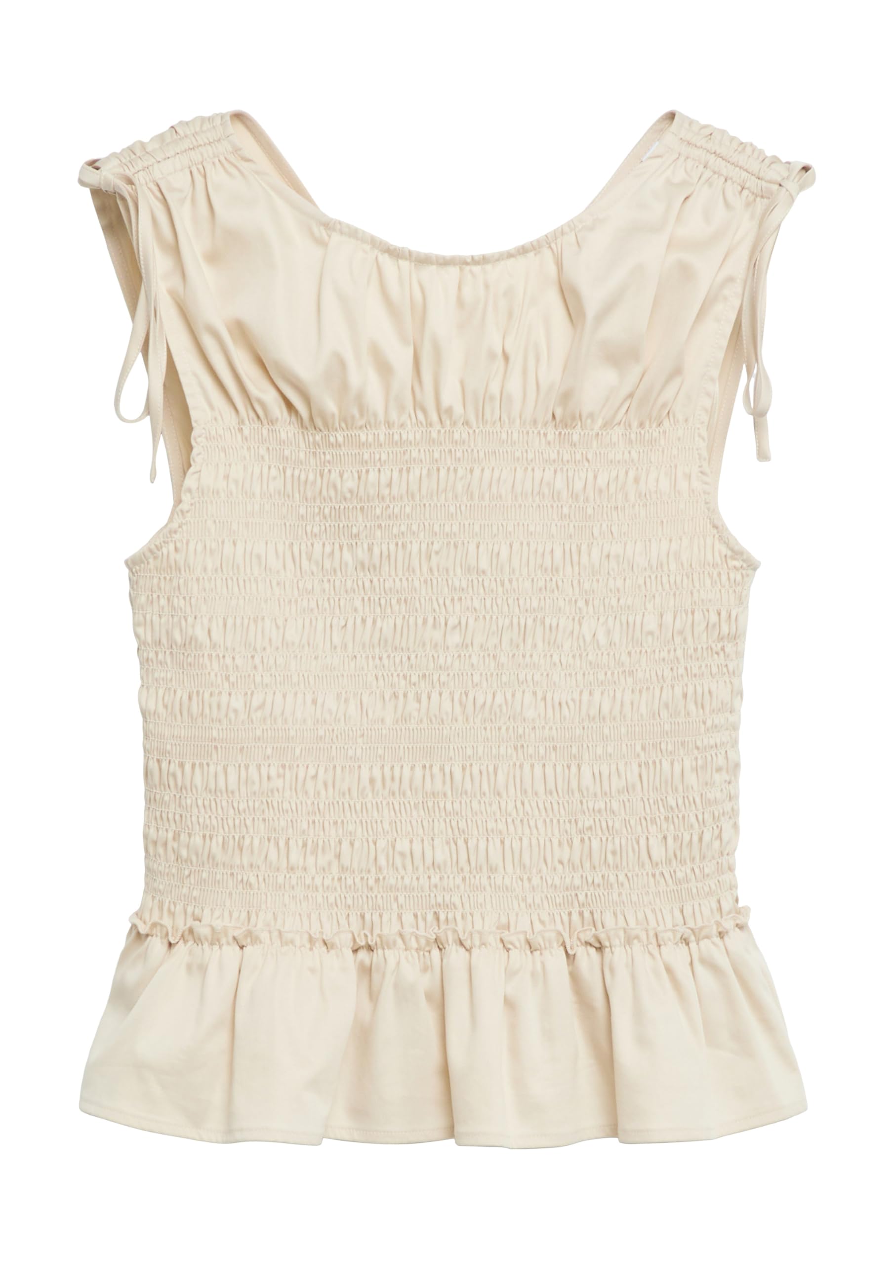 Comma Damen Bluse – Gesmockt, Volants, Popeline