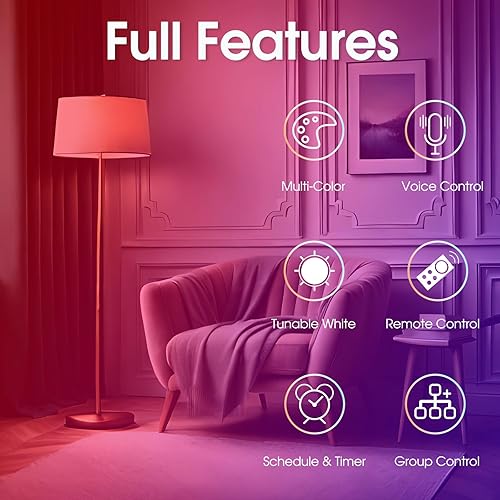 Miniatura 3 de Energetic Matter - Bombilla inteligente WiFi, bombilla LED A19 RGB que cambia de color, 2700K-6500K regulable, funciona con Tienda Alexa, Google