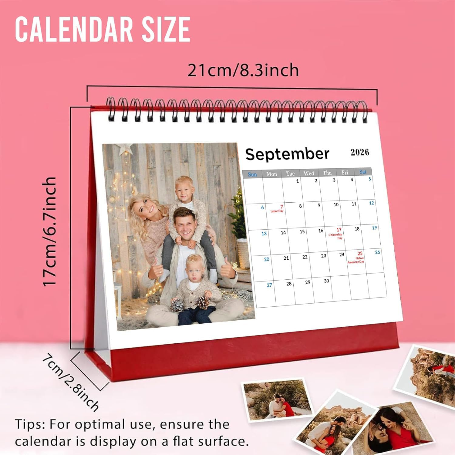 Fotokalender Wandkalender2026 selbst gestalten Stehkalender mit eigenen Fotos Fotokalender zum Aufstellen Foto Bastelkalender DIY Weihnachten (Kalender Schreibtisch 17cmx21cm, 3 x Kalender)