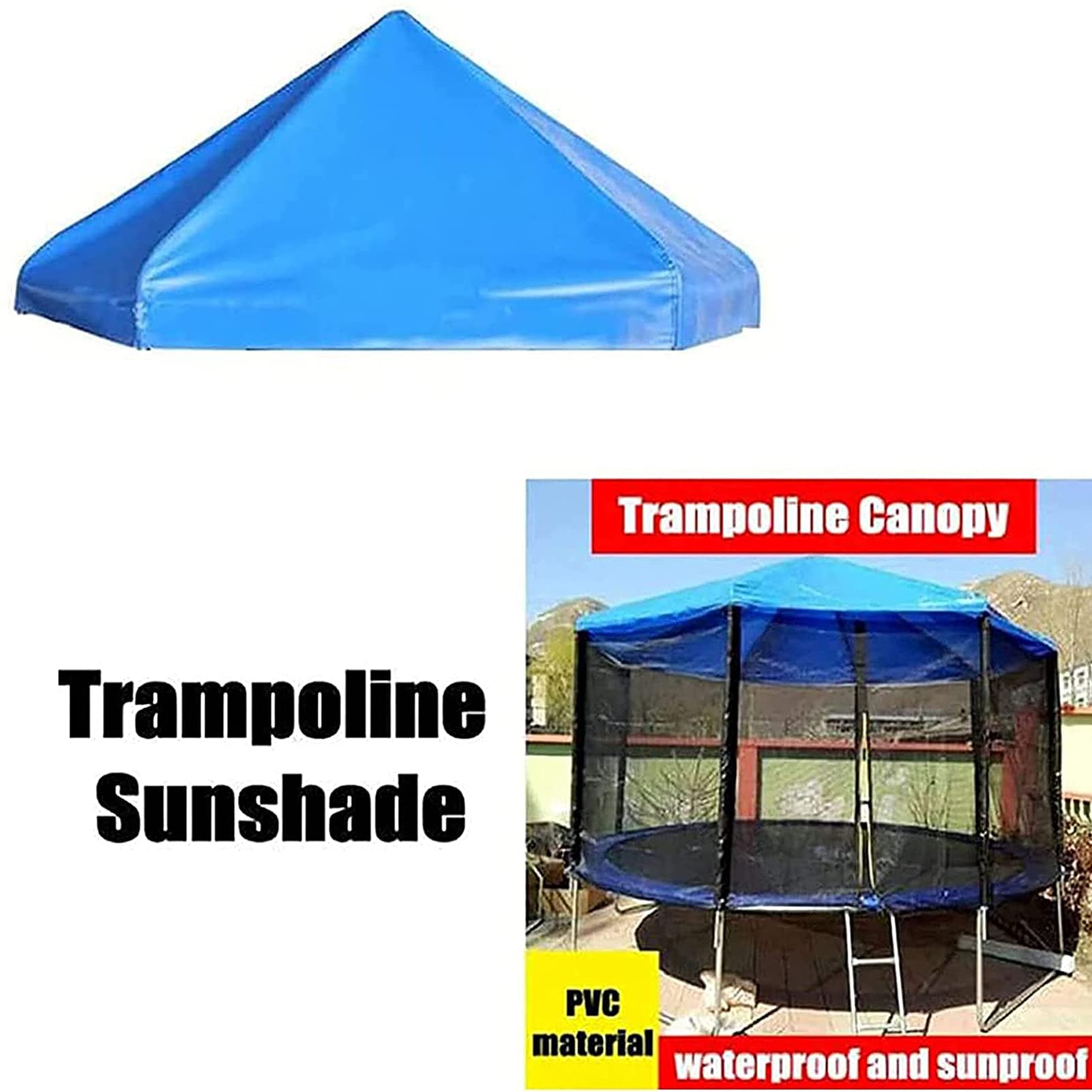 Toldo para cama elástica al aire libre – 6 pies, 8 pies, 10 pies, 12 pies – Protege del sol y la lluvia/nieve – Parasol para tienda de campaña para patio trasero – Cubierta de toldo para la