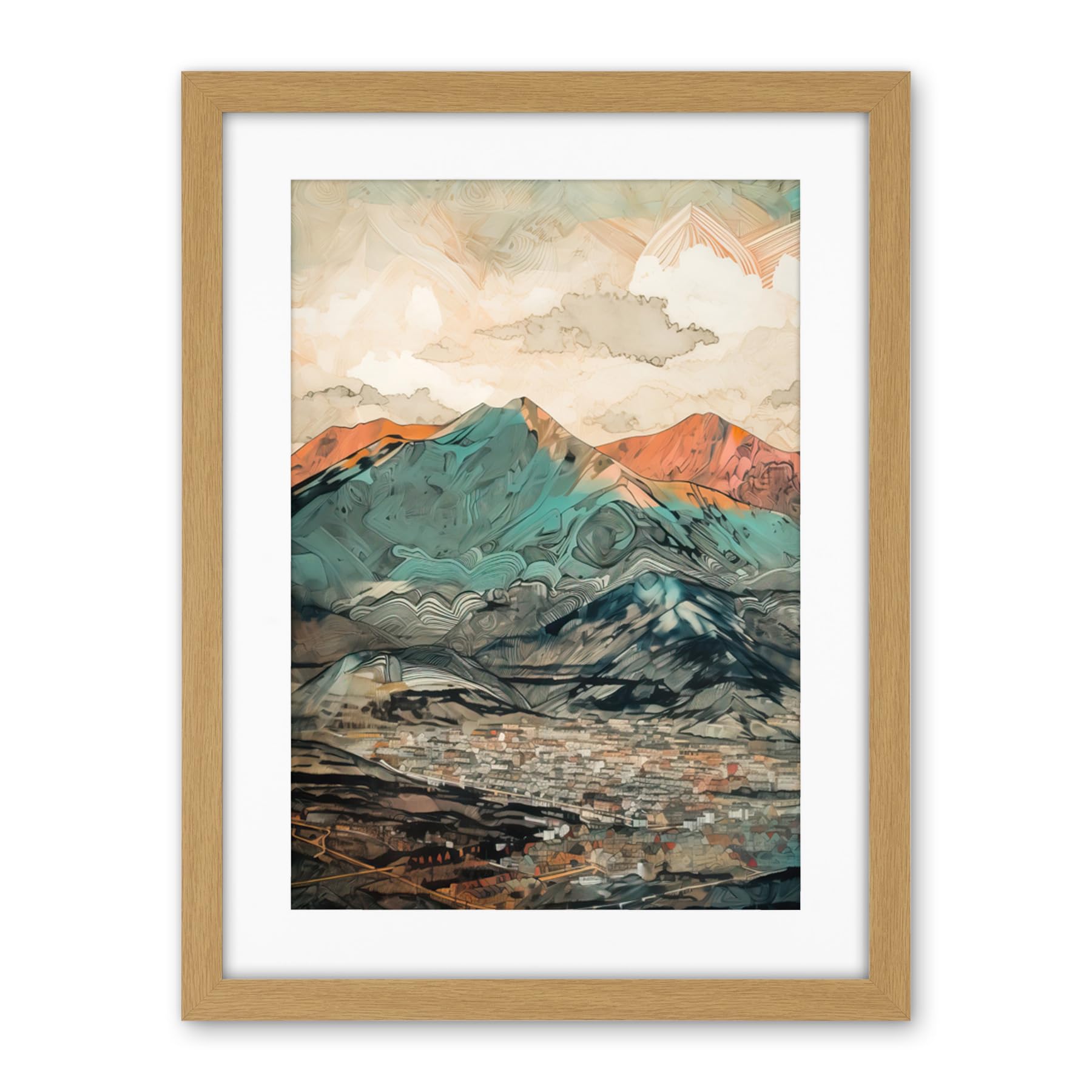 Artery8 Sunrise in Lienz Austria City Under Mountain Range Artwork Framed Wall Art Print 18X24 Inch