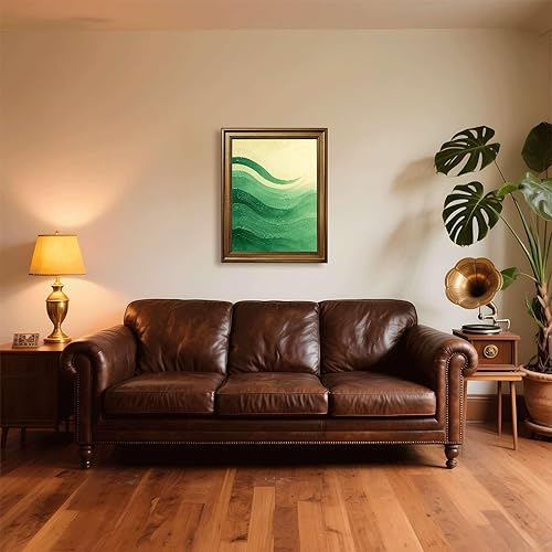 Miniatura 4 de Framed Abstract Green Waves Poster Canvas Print Art,Modern Wall Art Painting Pictures,Elegant Wall Decor Art Print,Home Decor Wall Decoration for