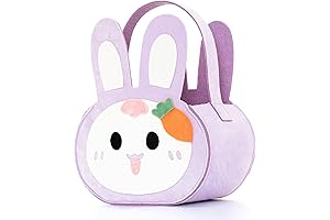 Easter Eggs Basket: Purple Plush Bunny Basket for Easter Candy and Toys