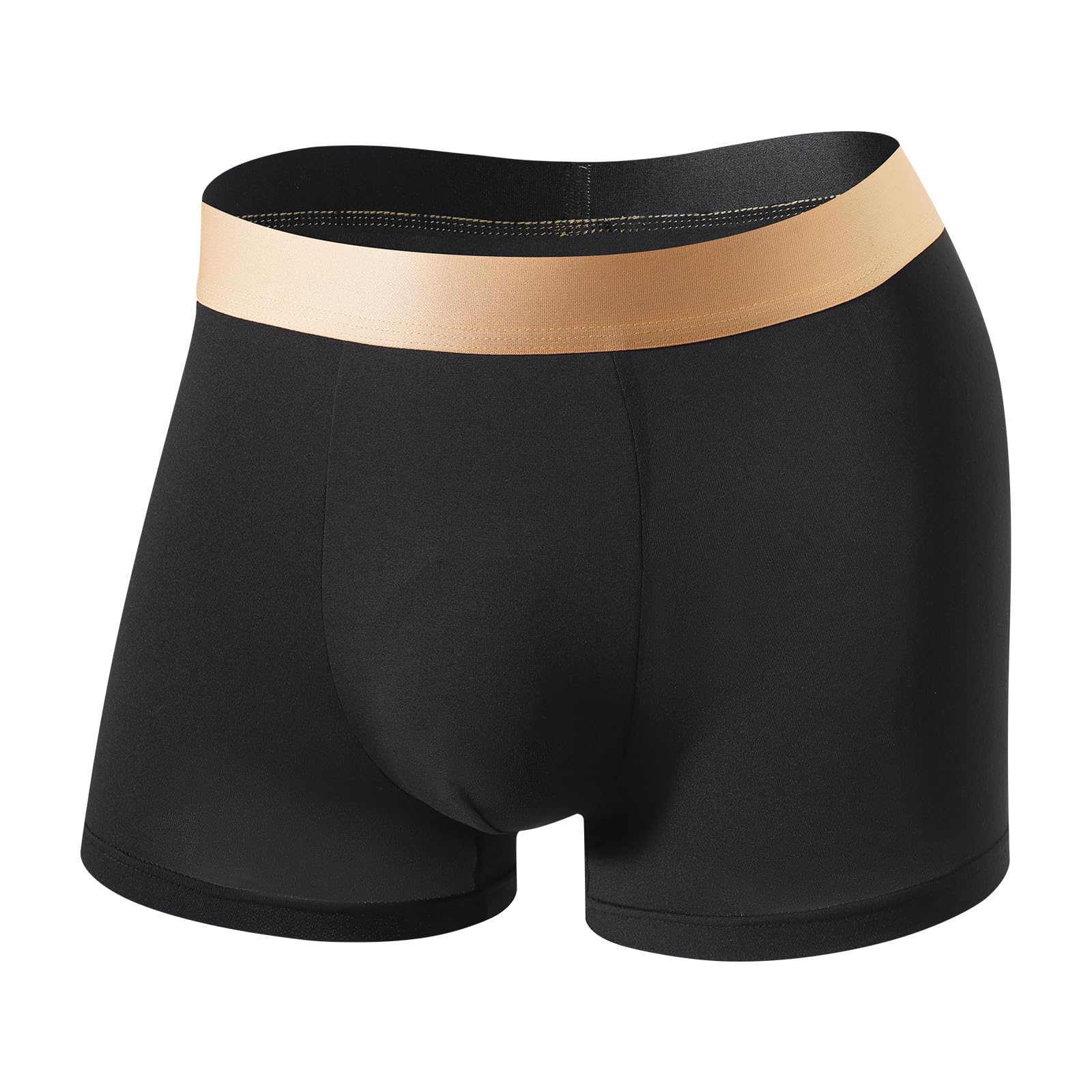 Mens Underwear Boxer Briefs with Pouch Polyester Soft Stretch Boxer Briefs Breathable Underwear for Men (Black & Gold)
