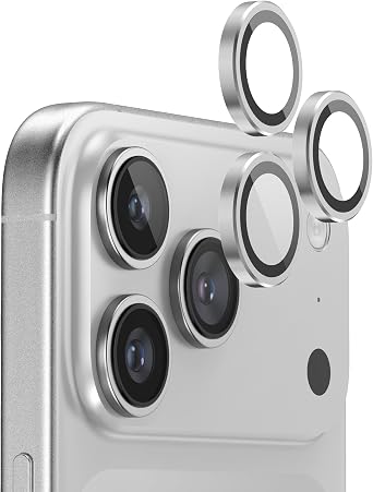 FLOLAB NanoArmour Anti-Reflective for iPhone 17 Pro Max/iPhone 17 Pro Camera Lens Protector - Durable Tempered Glass with Aluminum Ring, TruColors, Ultra Clear, Easy Install - Silver