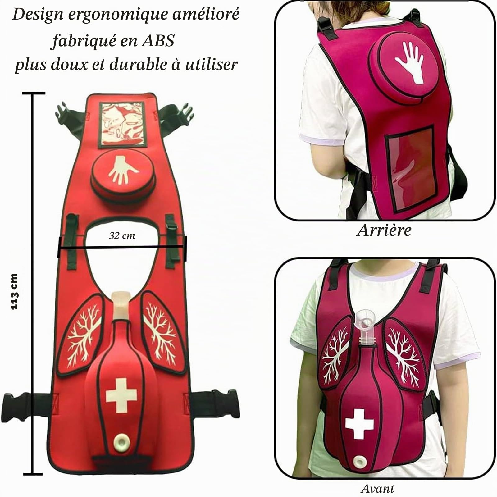 Gilet D'entraînement De Simulation D'obstruction Des Voies Respiratoires, Gilet D'entraînement Anti-étouffement, Bretelles Réglables Et Ceinture Abdominale,Adults