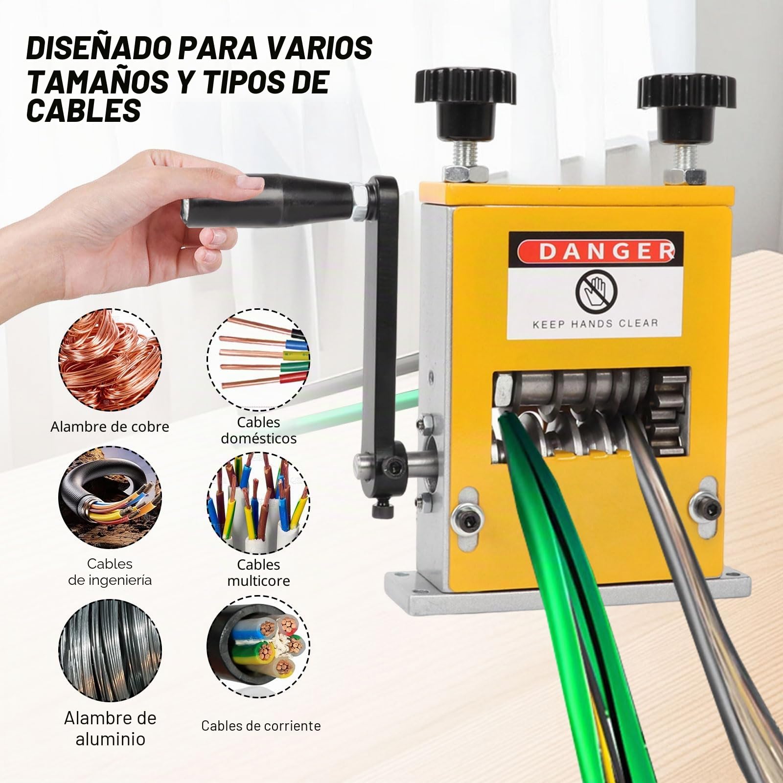 Qivine Maquina Pelar Cables, 3~17mm Pelacables Electricista con 6 Canales y 5 Cuchillas, Portátil Pelador de Cables Electricos para Reciclaje de Chatarra de Cobre