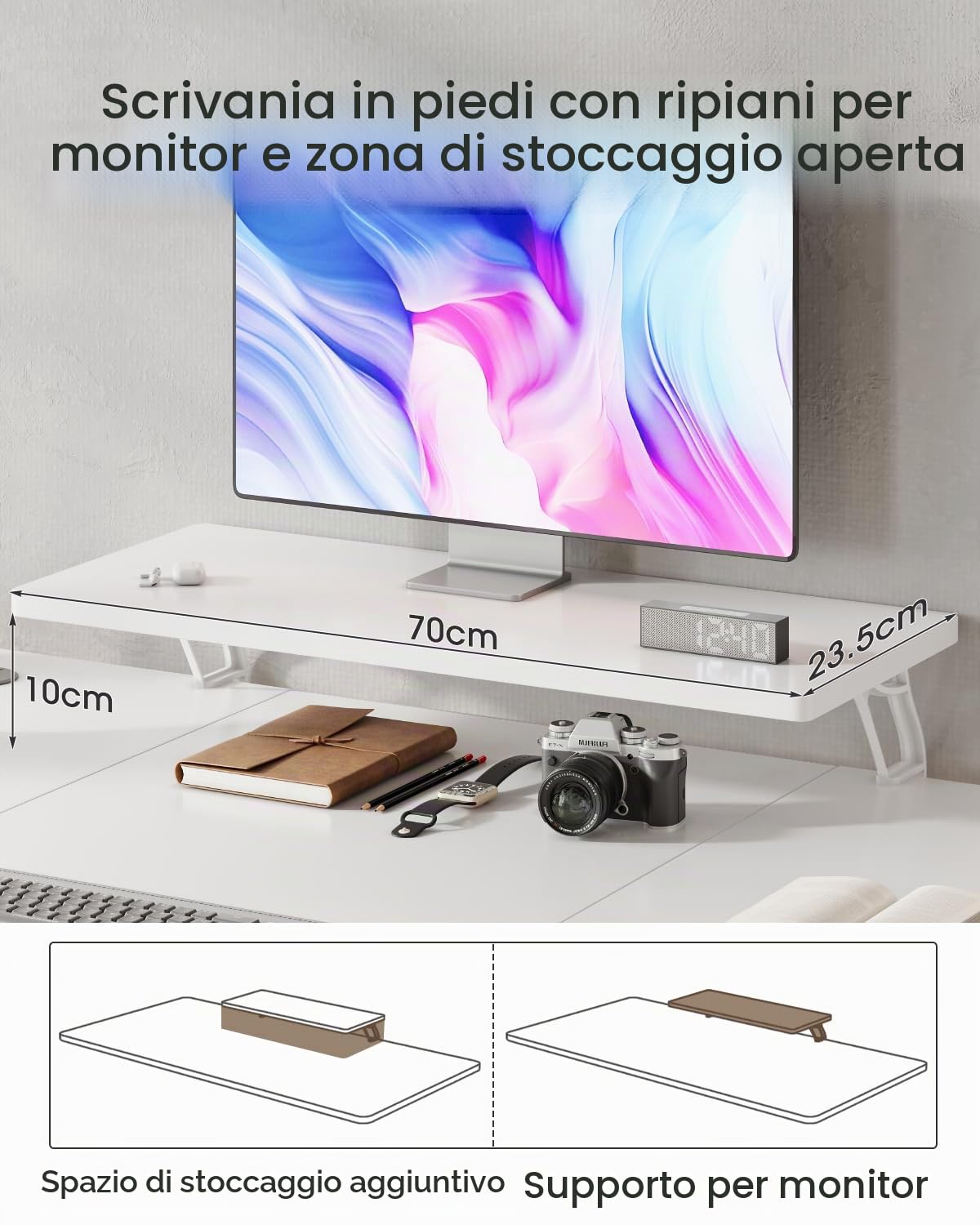 TRIUMPHKEY Scrivania Elettrica Regolabile in Altezza 120 x 60 cm, Supporto per Monitor, Piano Giuntato, Scrivania Gaming Seduta/In Piedi, Tavolo per Casa e Ufficio, Bianco