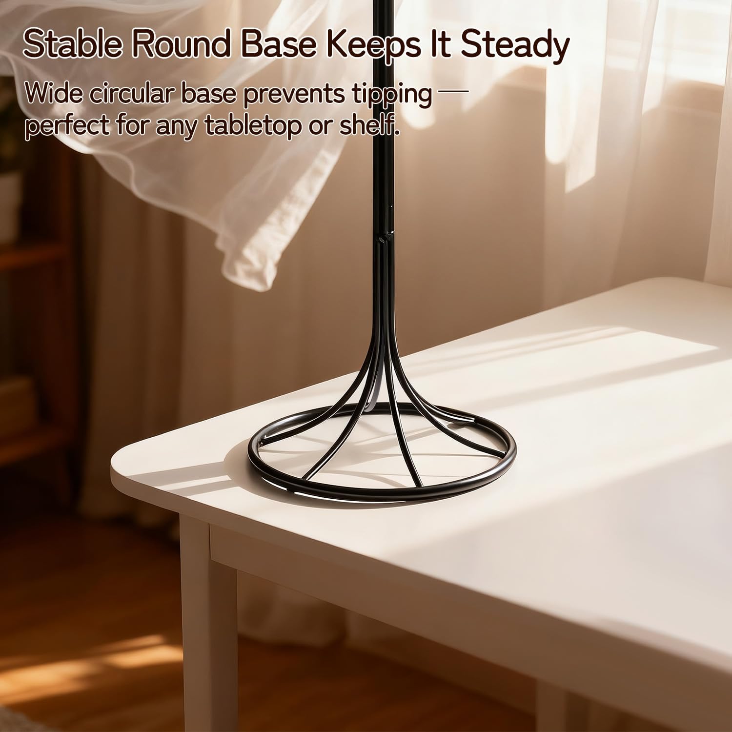 Air Plant Holder Iron Tree Stand Metal Air Plant Display with 6 Rings, Round Base Tillandsia Holder for Home Office Tabletop Decoration (Plants Not Included)
