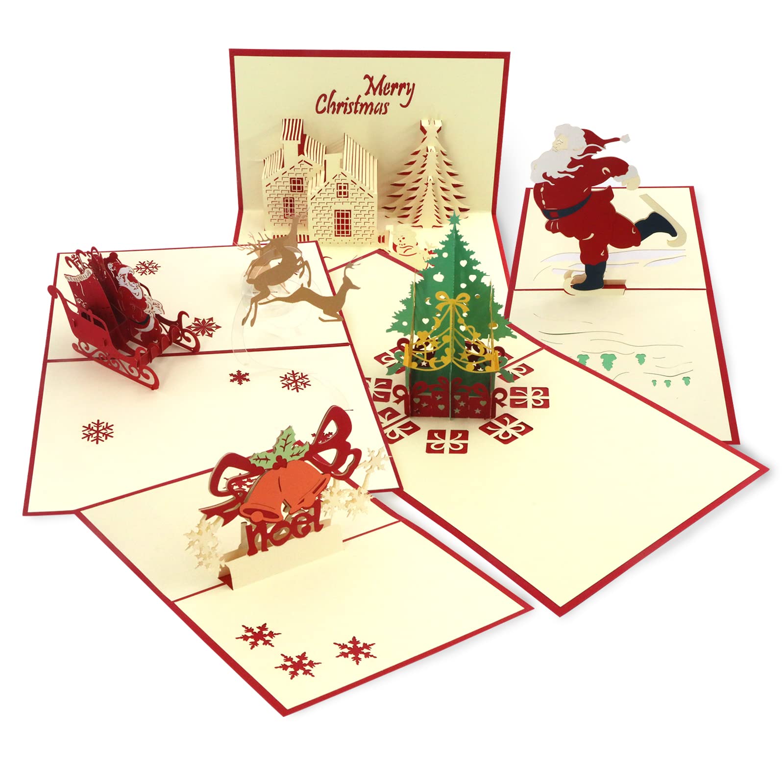 Tarjetas de Navidad 3D caladas con sobres para felicitación 8