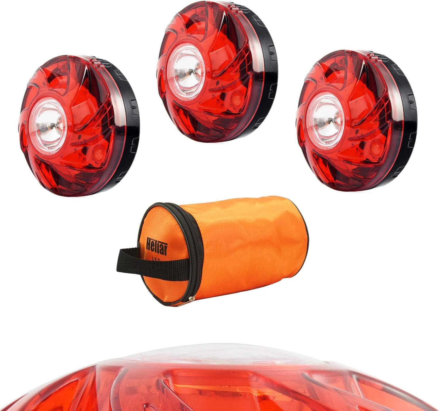 Heliar Early Warning LED Road Flares, Alternative to Roadside Safety Triangle, High Reflective, Far Visible, 2 Pack Kit with Storage Case (Old Version Red)