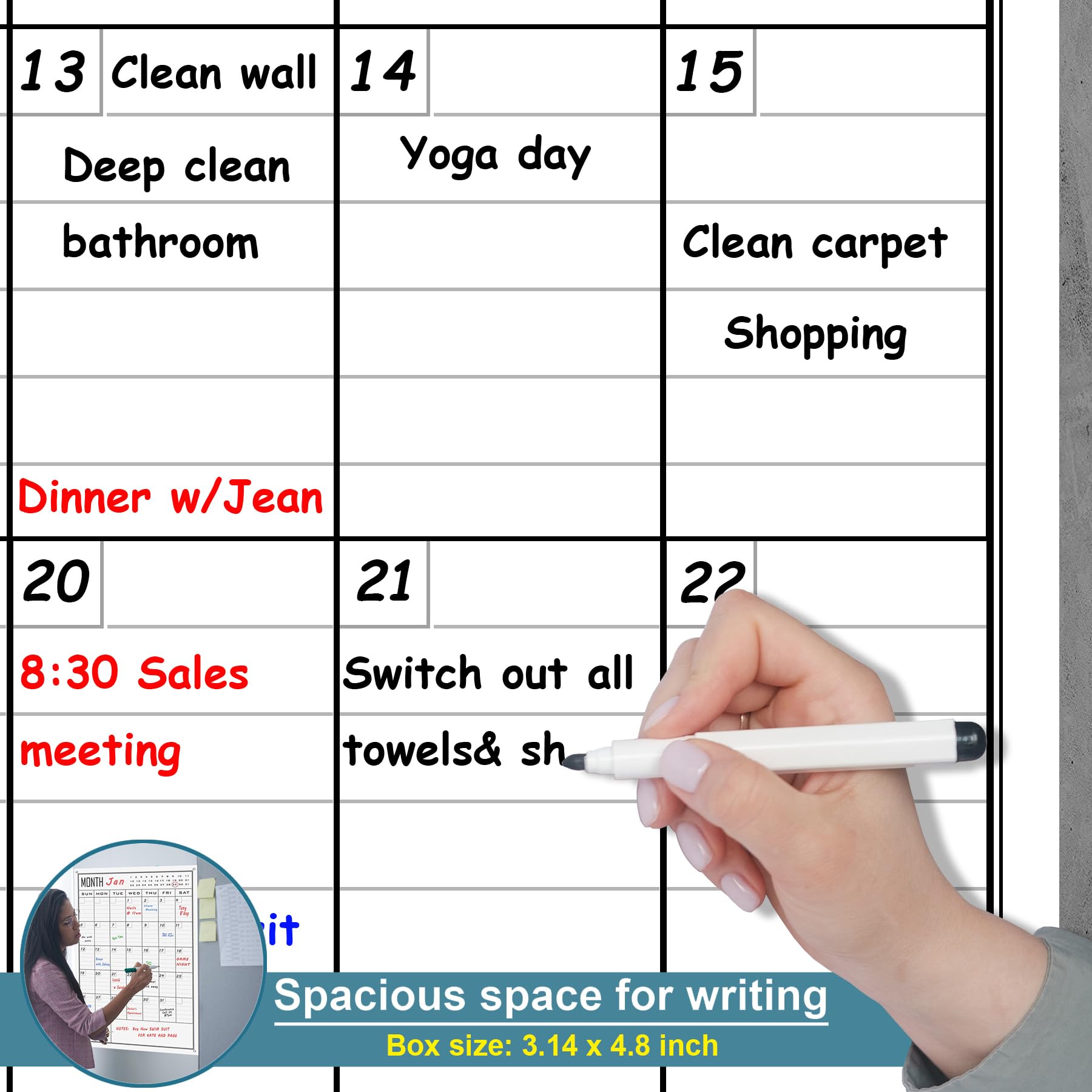 Large Dry Erase Calendar For Wall Monthly,24x36 Inch Big Vertical Blank White Board Calendar Fit to Narrow Wall,Giant Laminated Erasable 30 Day Schedule Planner Poster for Family,Office,Classroom - Image 6