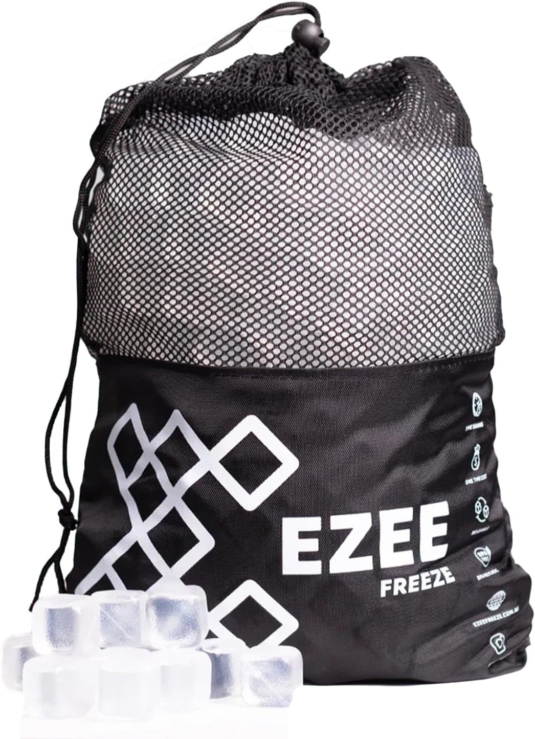 Reusable Ice Cubes for Coolers - Mega Freeze 10.5 lb Bag, 335 Clear Ice Cubes Use in Drinks, Lunch Boxes, Fishing, Refreezable Party Ice, Ice Bath