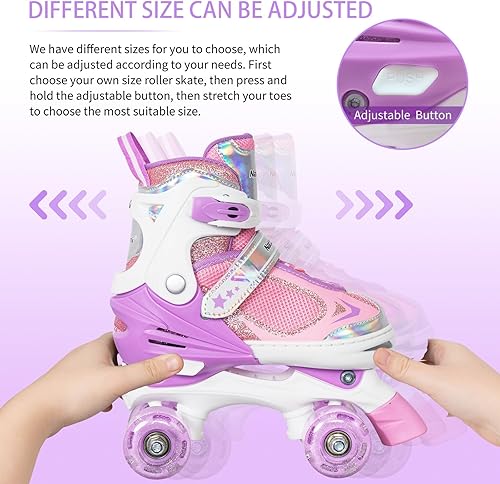 Miniatura 39 de Nattork Patines de ruedas para niños y niñas, 4 tamaños ajustables con todas las ruedas iluminadas, regalo de cumpleaños para deportes en interiores