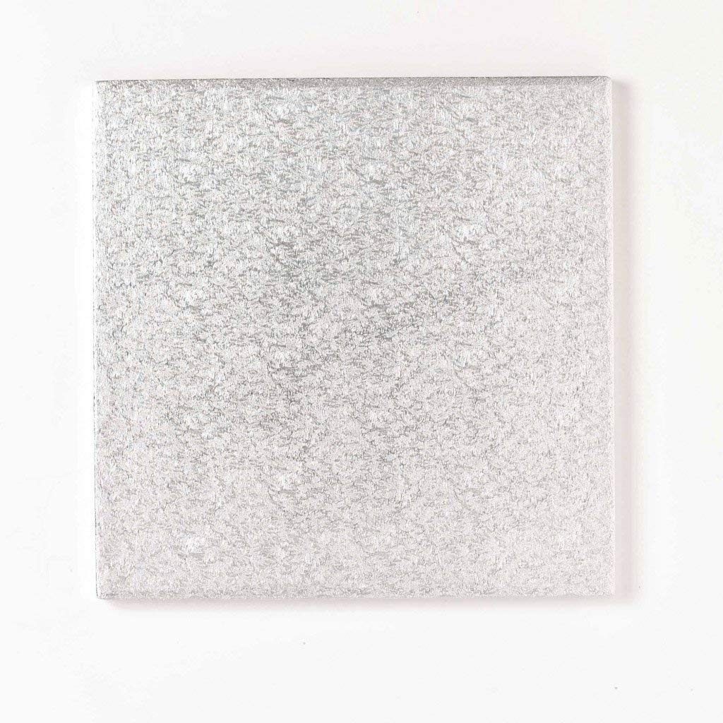 FunCakes 10" 12mm Square Silver Drum Cakeboard, 10" x 10"