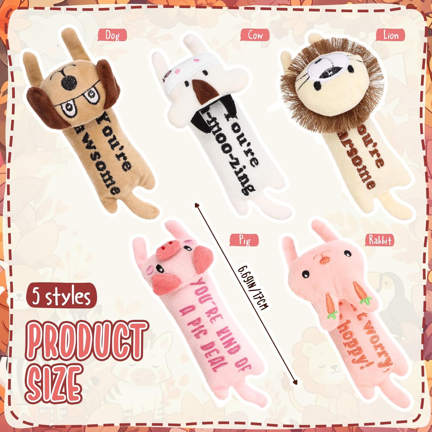 30 Pcs Mini Stuffed Animals Bulk, Cute Soft Small Animals for Valentines Day Stocking Stuffers, Employee Appreciation Gifts(Positive)