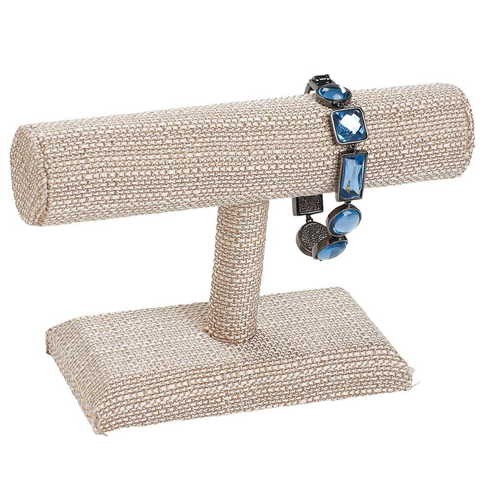 SSWBasics Small Linen T-Bar Display- Linen T-Bar Bracelet Holder Display - Multipurpose Bracelet Display Stand for Retail and Home - Elegant Bracelet Display for Organizing and Showcasing Jewelry