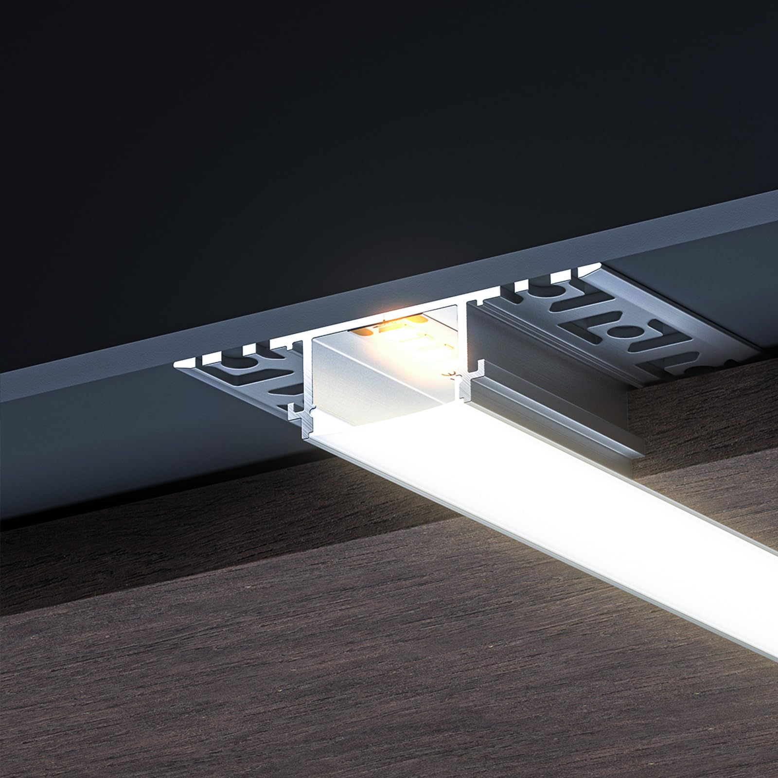 10 x profil aluminiowy do taśm LED, 2 m (20 m), profil LED, kanał kablowy do taśm LED, paski do 25 mm szerokości lub dwóch prętów LED, z półprzezroczystą osłoną PC, 2000 x 61,8 x 13,8 mm