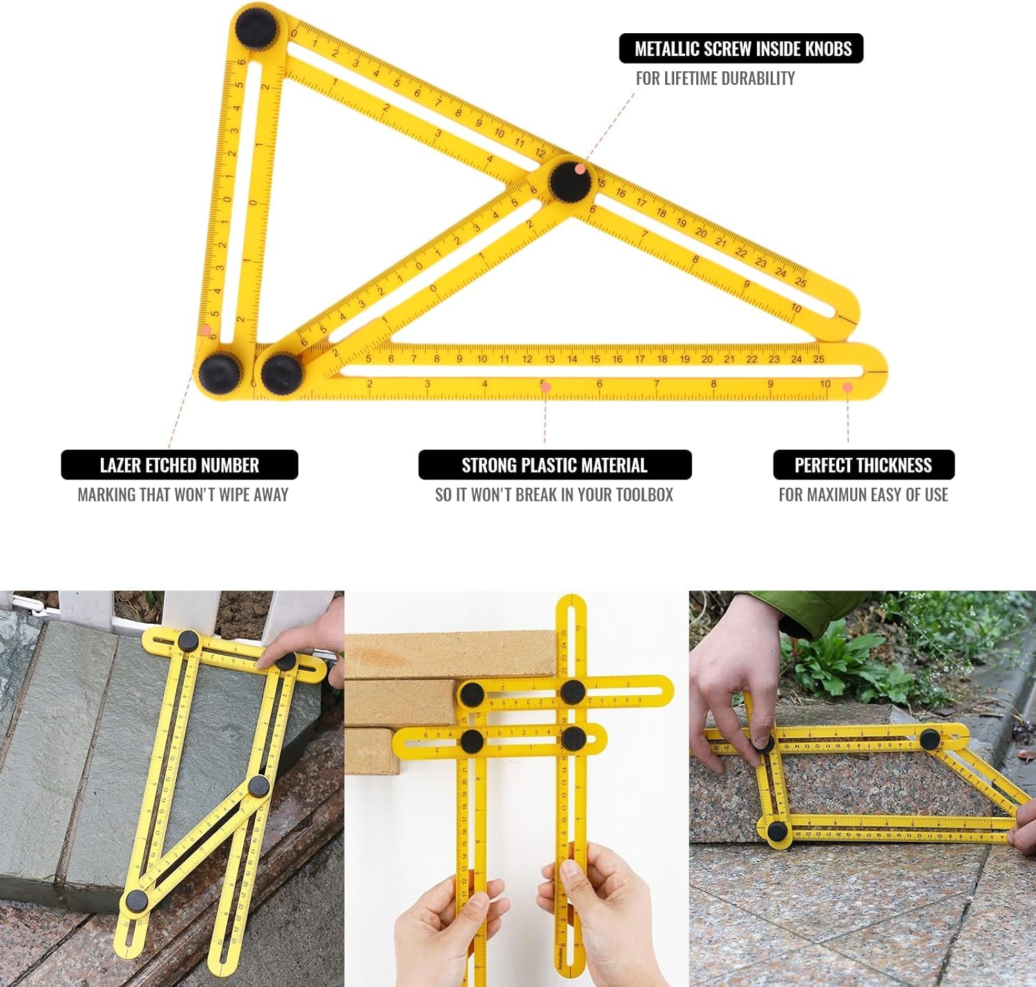 Herramienta de contorno de forma de calibre, herramienta de perfil de medidor de contorno con cerradura, herramientas de medición duplicador de formas para carpintería – 10 pulgadas y 6 pulgadas
