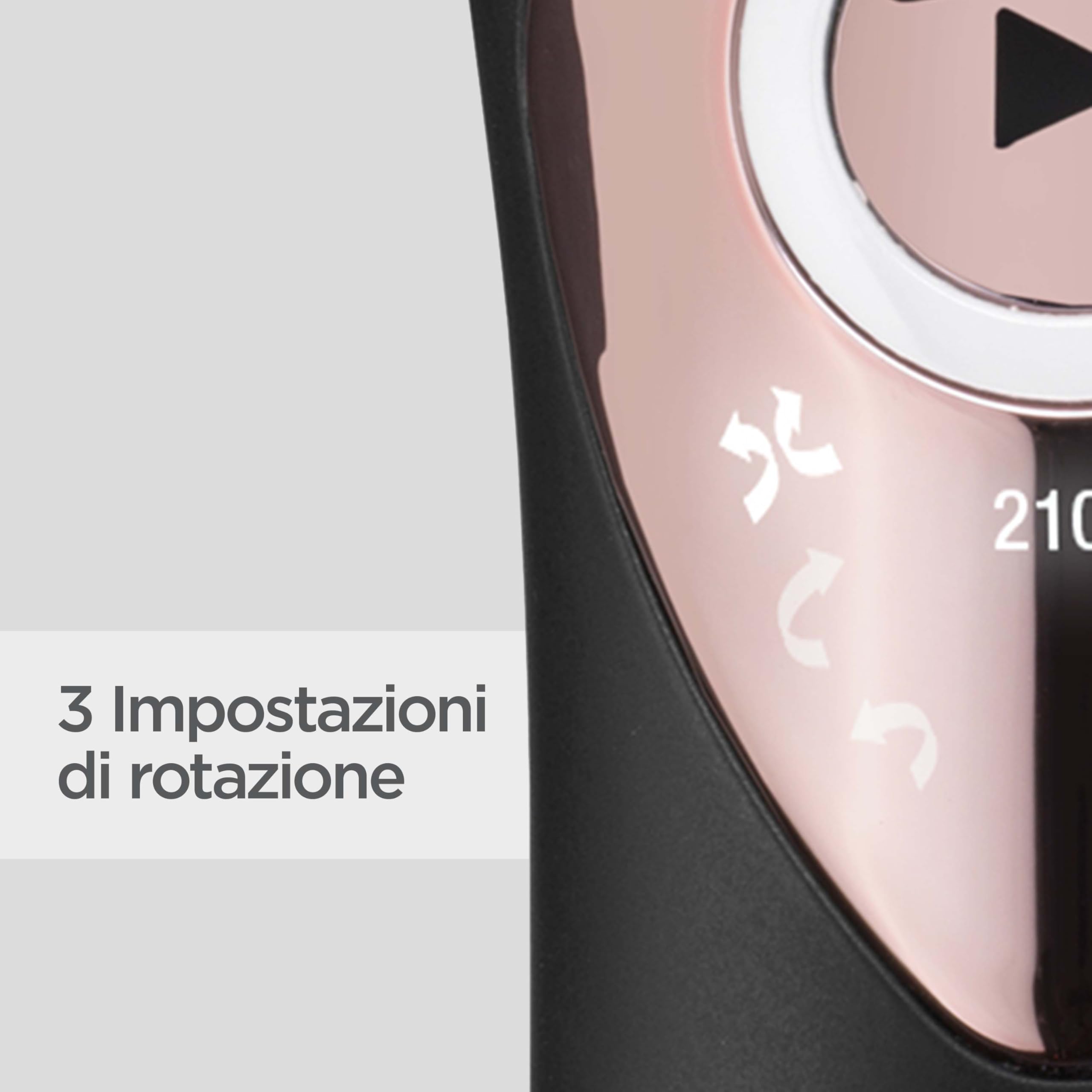 BaByliss Curl Secret Lite, Arricciacapelli automatico, look mossi facili da realizzare, 5 impostazioni di temperatura fino a 210°C, Nero e Rose Gold, C1031E