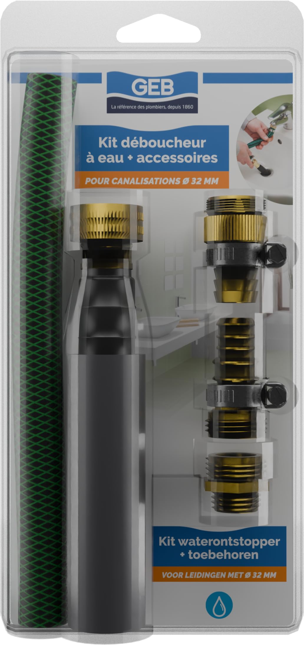 Abflussreiniger für Wasserleitung von 32 bis 40 mm