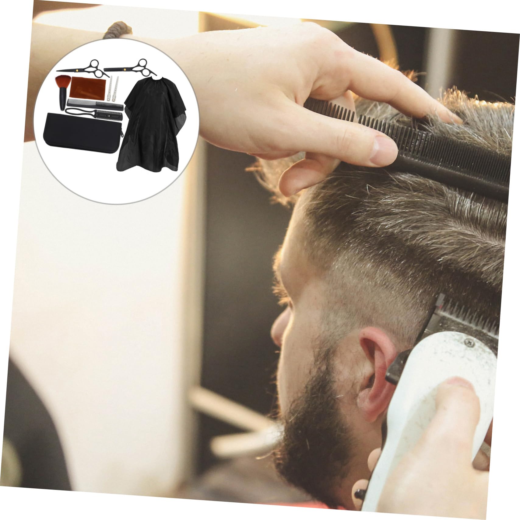 Juego de Tijeras Tijeras Planas para Cortar el Cabello de Acero Inoxidable Negro Peluquero para Uso Profesional y Doméstico
