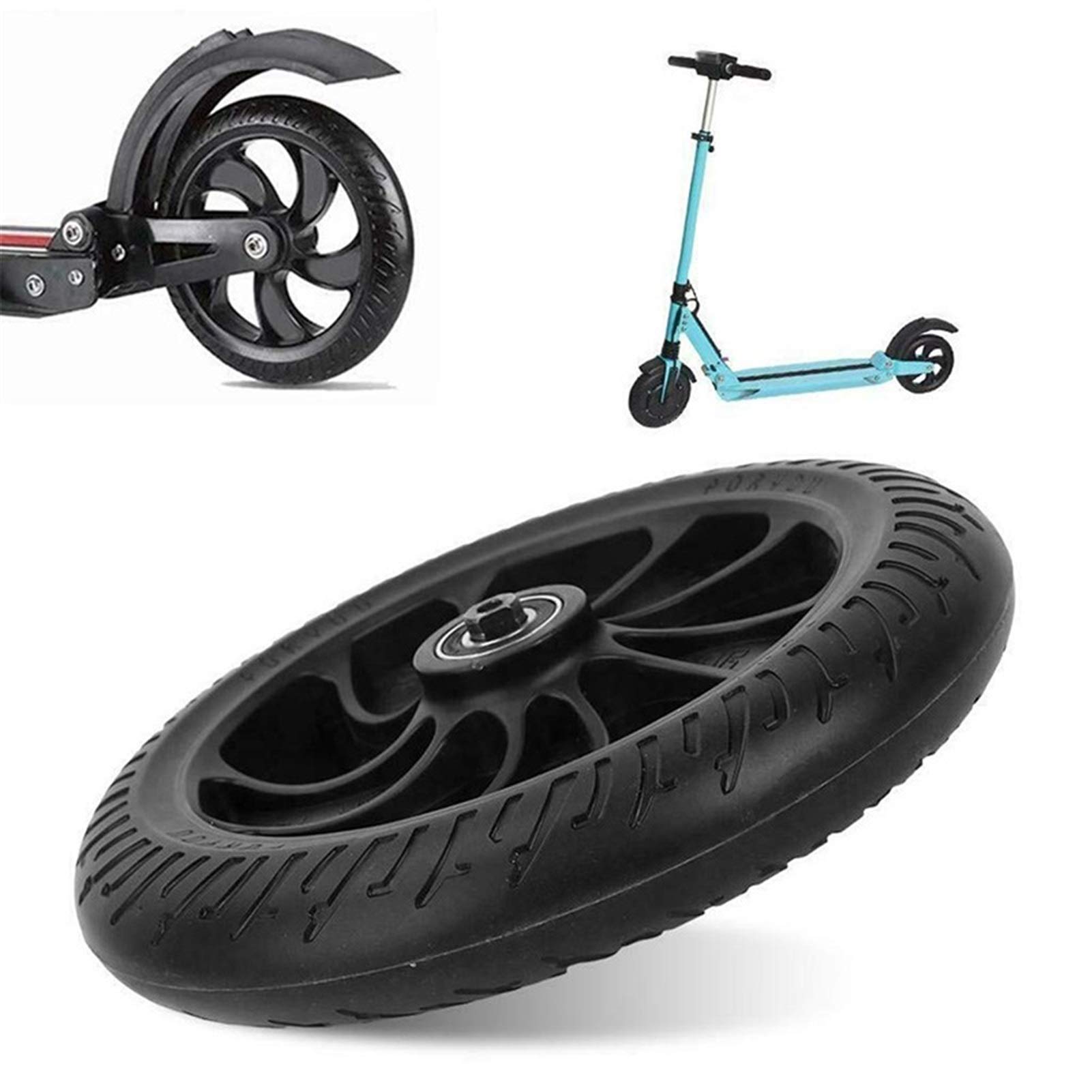 Ruedas De Scooter Freestyle,Ruedas Patinete Scooter de truco profesional con cojinete y buje reemplaza las ruedas pedal neumáticos sólidos 8 pulgadas