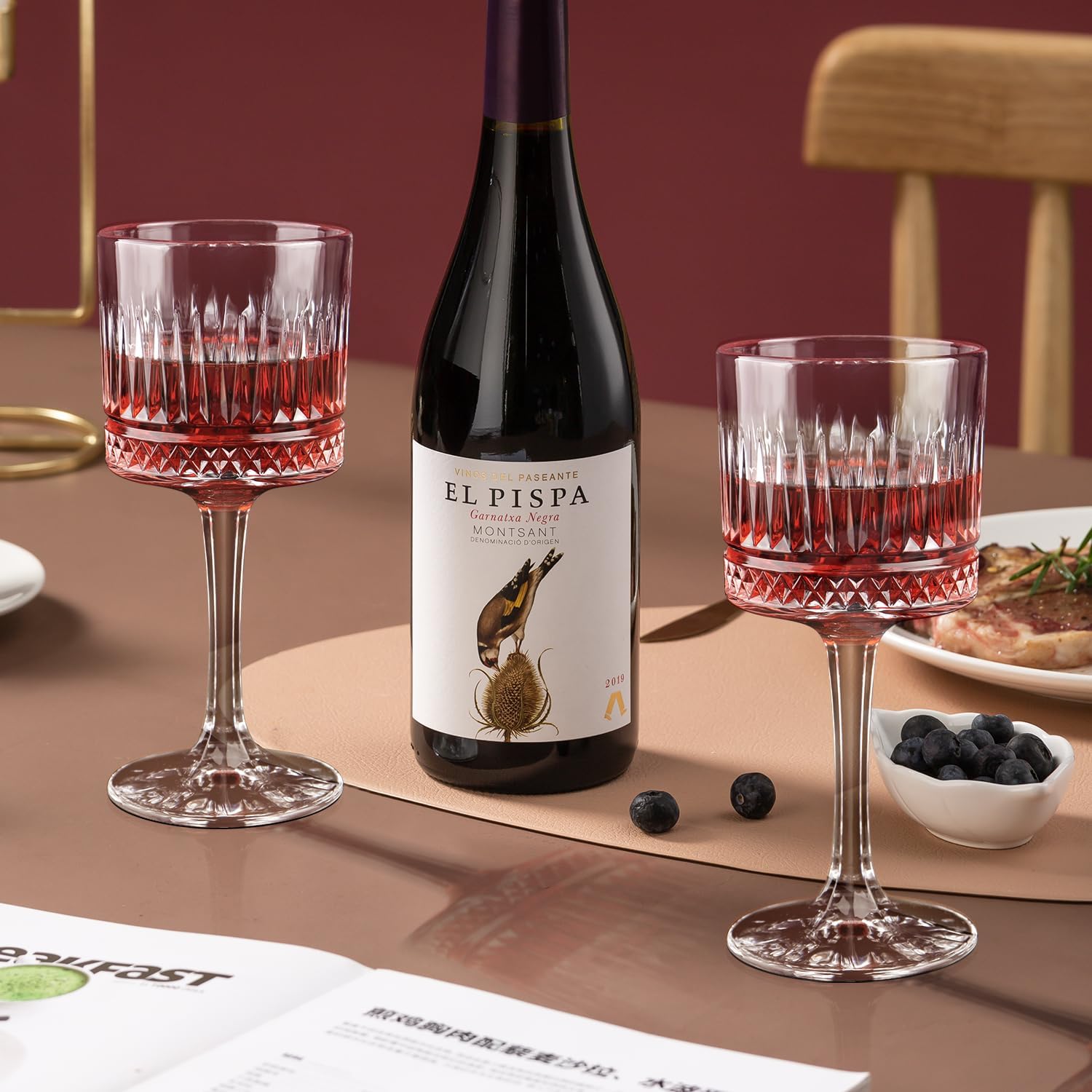 Wine Glasses Set of 4, 13.5oz Crystal Wine Glasses, Lead-Free Square Wine Glass with Long Stem, Wine Gifts for Wedding Birthday - Image 2