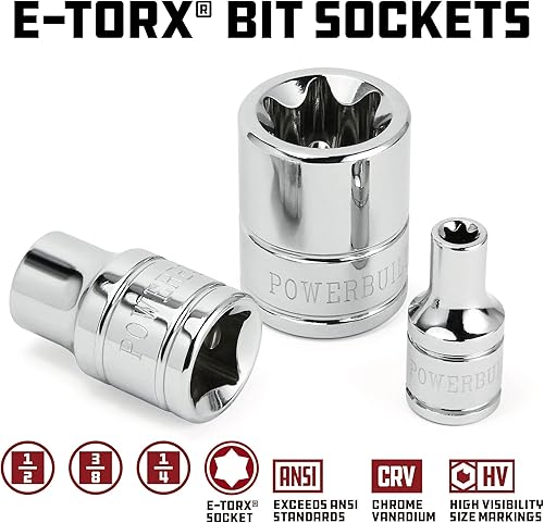 Miniatura 3 de Powerbuilt Juego de 35 piezas de llaves maestras de brocas de 1/4, 3/8 y 1/2 pulgadas, kit de herramientas métricas y SAE, organizador Torx a prueba