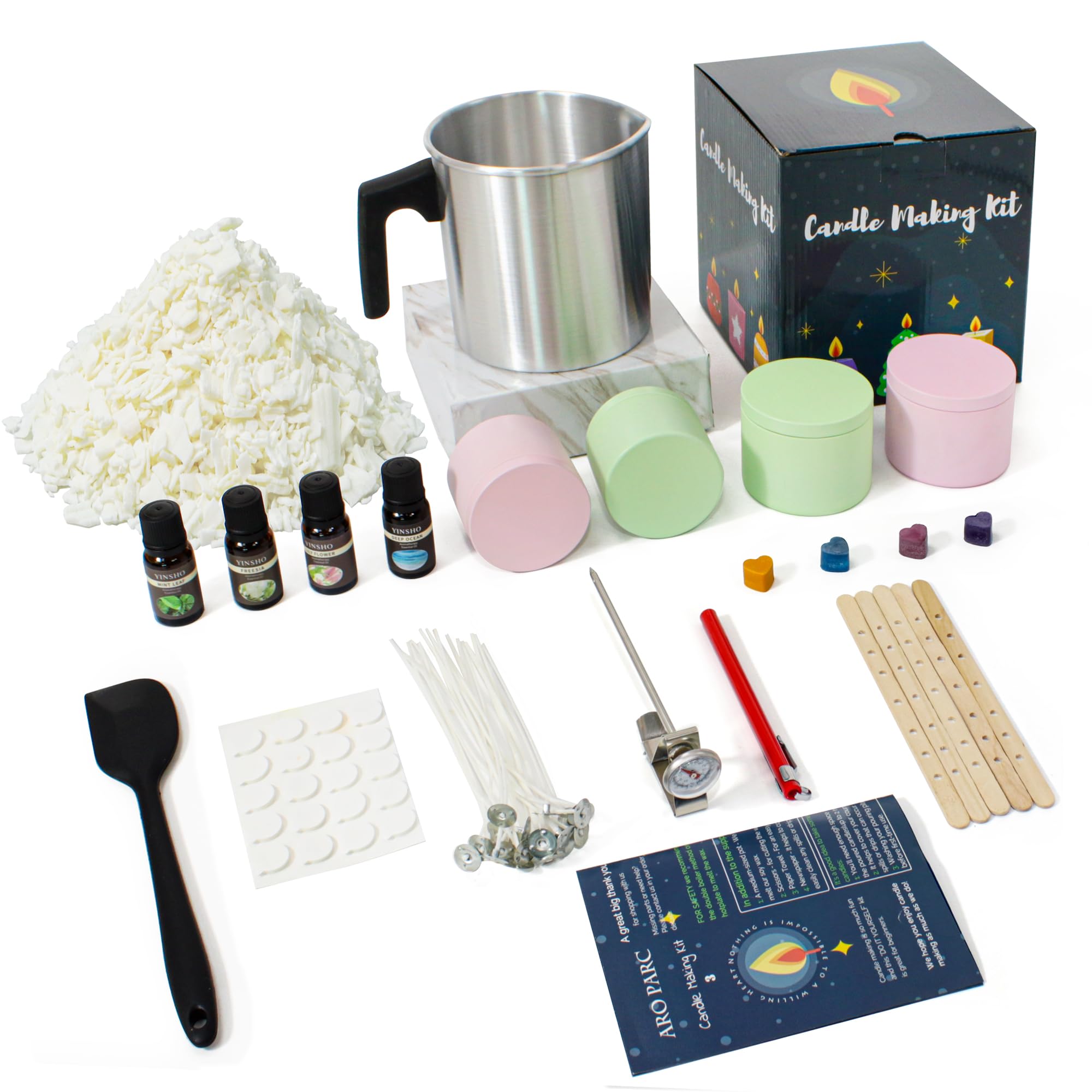 Julwshiper Complete Candle Making Kit with Wax Pot, Candle Making Supplies for Beginners, DIY Scented Candle Gift Set Including Essential Oil, Dye, Soy Wax, Wicks, Candle Jars, Make Your Own Candles