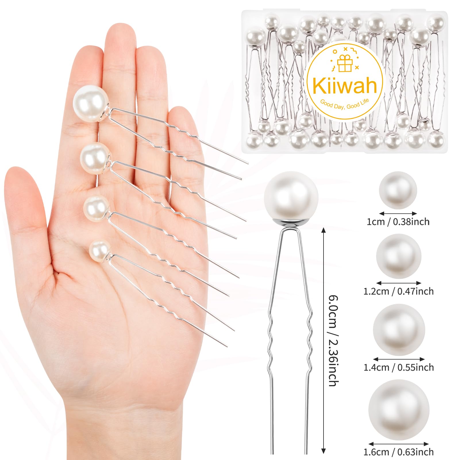 Kiiwah 32 Pezzi Sposa Fermaglio Capelli Donna, Elegante Forcine per Capelli Sposa con 4 Taglie Perla per Donne e Ragazzi, Perla Accessori Capelli Sposa per Matrimonio, Ballo di Fine Anno, Festa