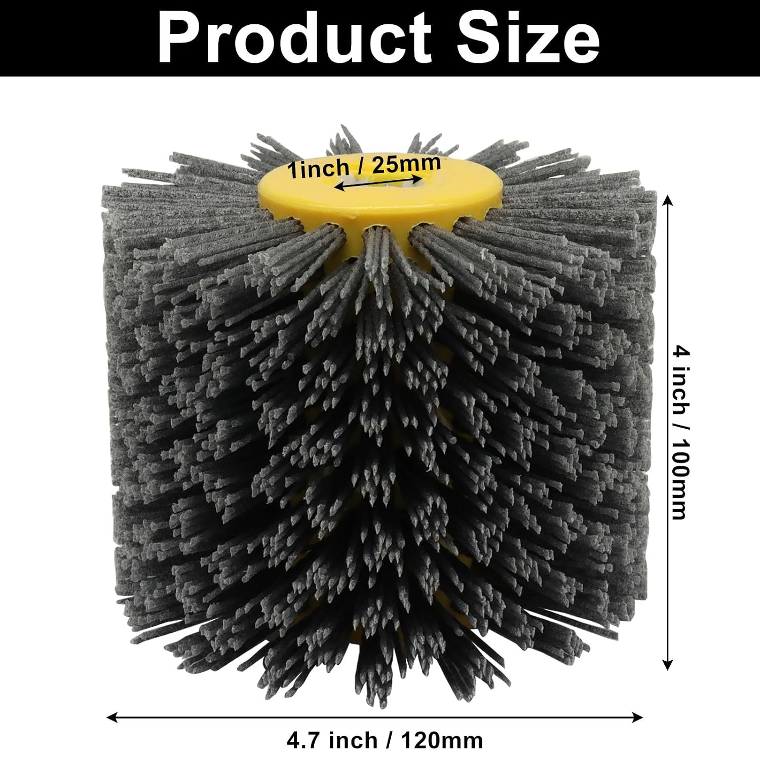 Bonsicoky 4.7" x 4" Abrasive Nylon Drawing Wheel, 80 Grit | Surface Conditioning Tool Drum, Metal Polishing, Rust Removal, Paint Stripping, Wood Surface Finishing & Deburring