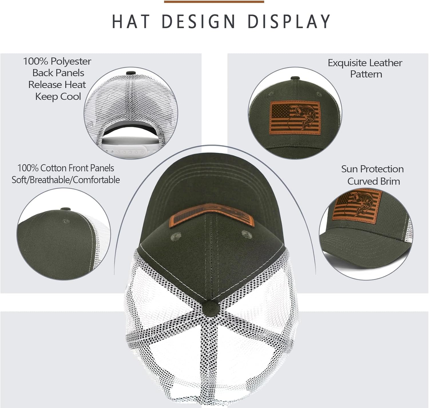 Fishing Hat Fishing Gifts for Men Bass Fish Flag Gear Accessories Stuff Trucker Hat Snapback Baseball Cap - Image 2