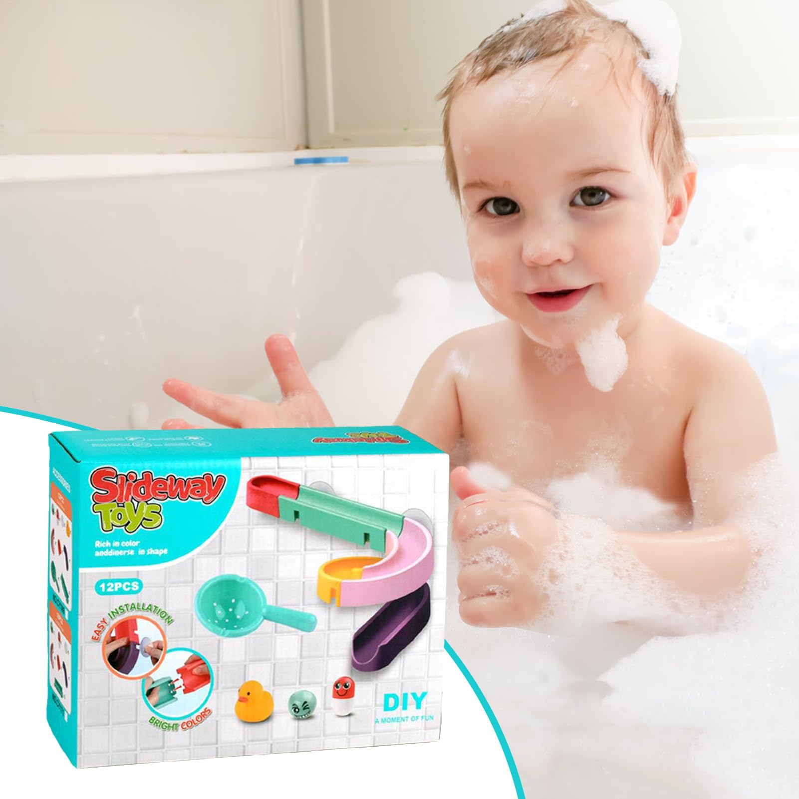 Con riel deslizante, deslizante para bañera de pared | Juguetes de ducha para niños, para tobogán de bañera de pared, divertidos juguetes — view 4