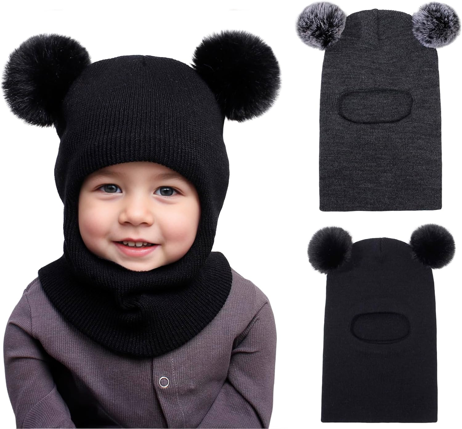 ENBAOHUI Baby Winter Hat Scarf 2 Packs Toddler Winter Hat Boys Girls Beanies for Kids Knit Warm Kids Beanie hat 1-6T