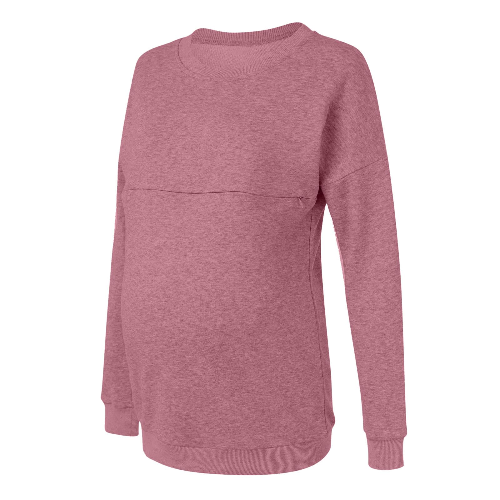 Camiseta de maternidad para mujer con cremallera de manga larga para lactancia, camiseta de lactancia, otoño e invierno, camiseta de manga larga, sudadera monocromática, camiseta de lactancia