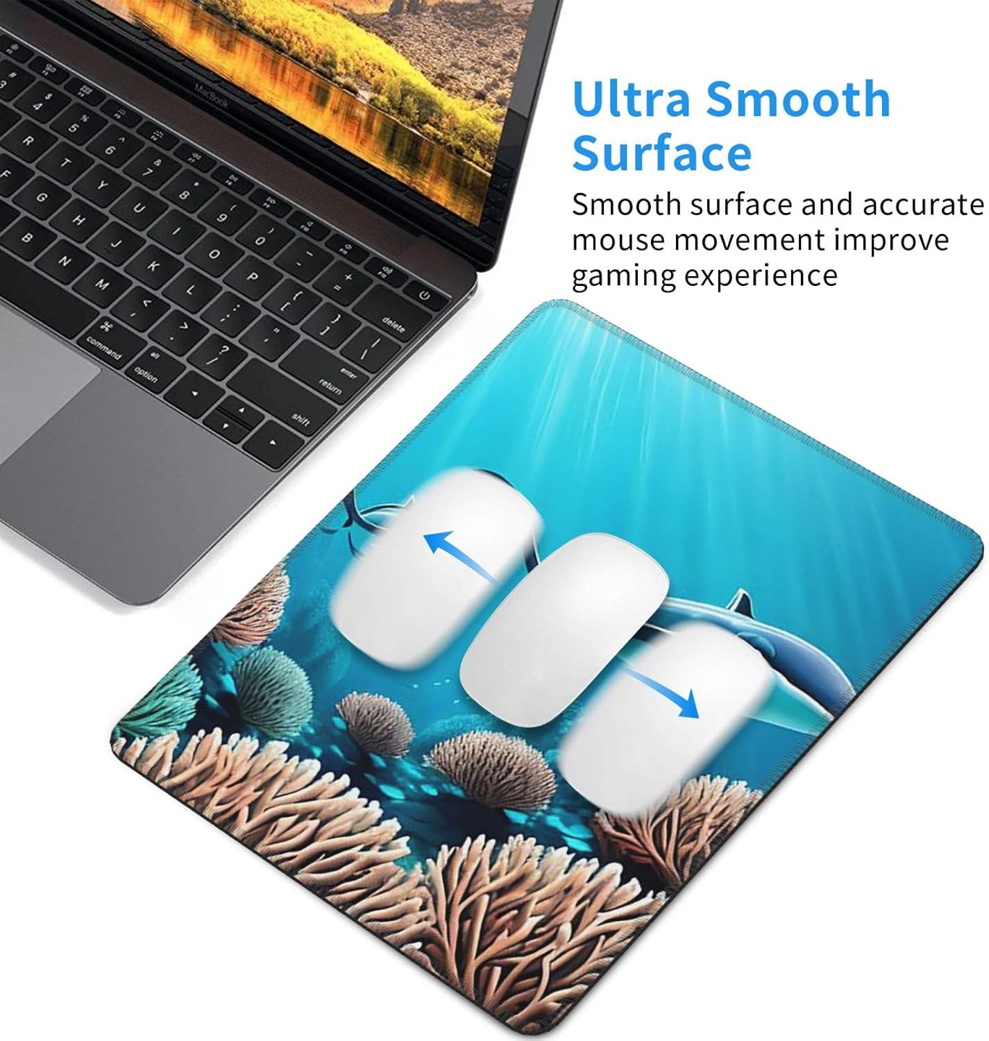 Customized Whales Majesty Swim Mouse Pad - Unique Design for Gaming & Office, Full-Color Print, Non-Slip Rubber Base, Perfect for Laptop & Computer Desks image 5