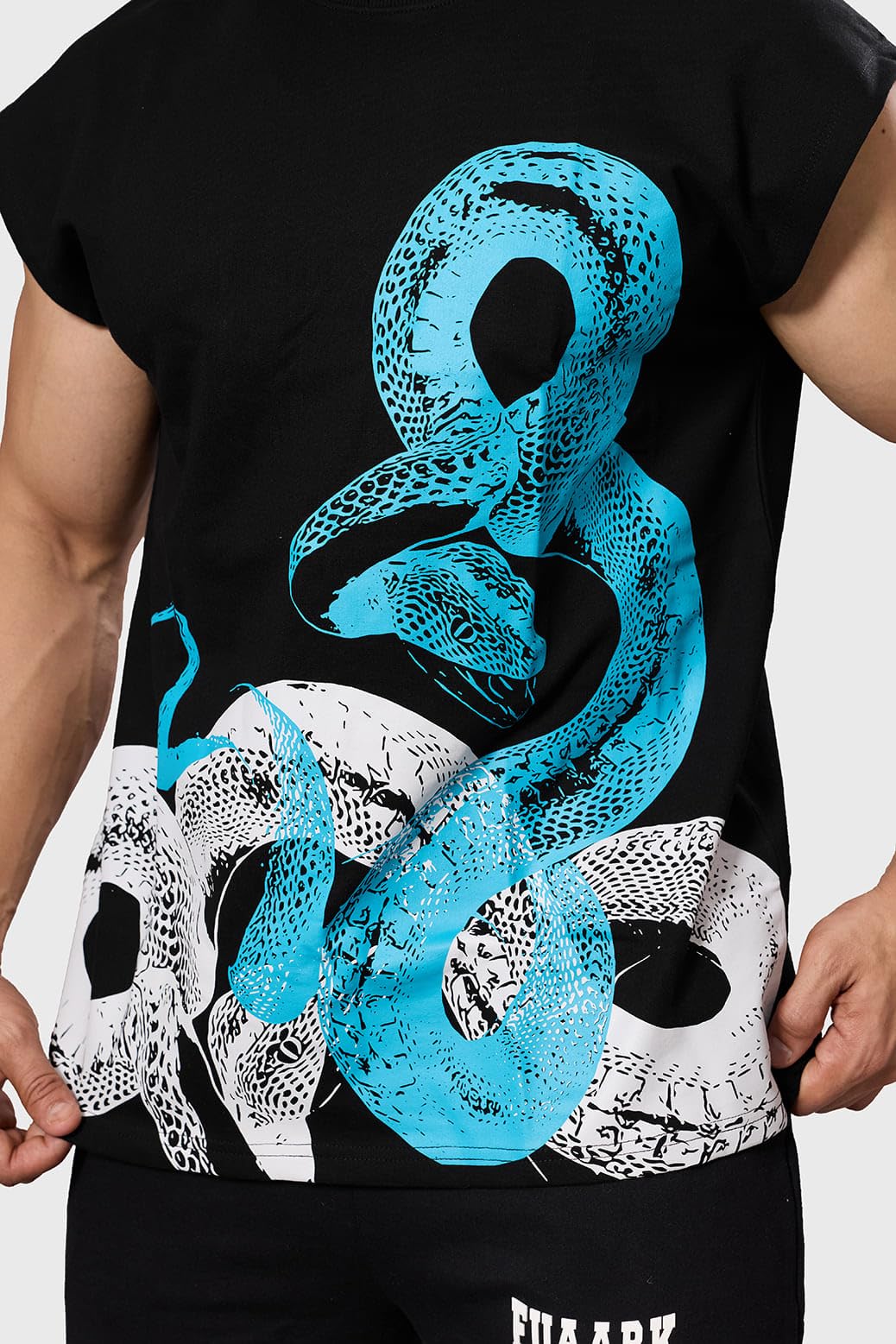 FUAARK Men's Python Capsleeves Oversized fit Gym & Workout Tank Black-L 2
