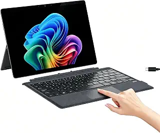 Quark Surface Pro キーボード Surface Pro 7+/7/6/5/4/3 対応 日本語印字 Bluetooth 無線接続 7色バックライト トラックパッド付き サーフェスプロ キーボード 超薄スリム 軽量Typ-C充電式 磁気吸着 カバー兼用 ブラック