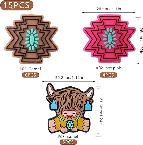 Miniatura 2 de Sunrony 15 cuentas focales de silicona, cuentas de silicona para hacer llaveros focales de silicona para bolígrafos, cuentas de silicona focales