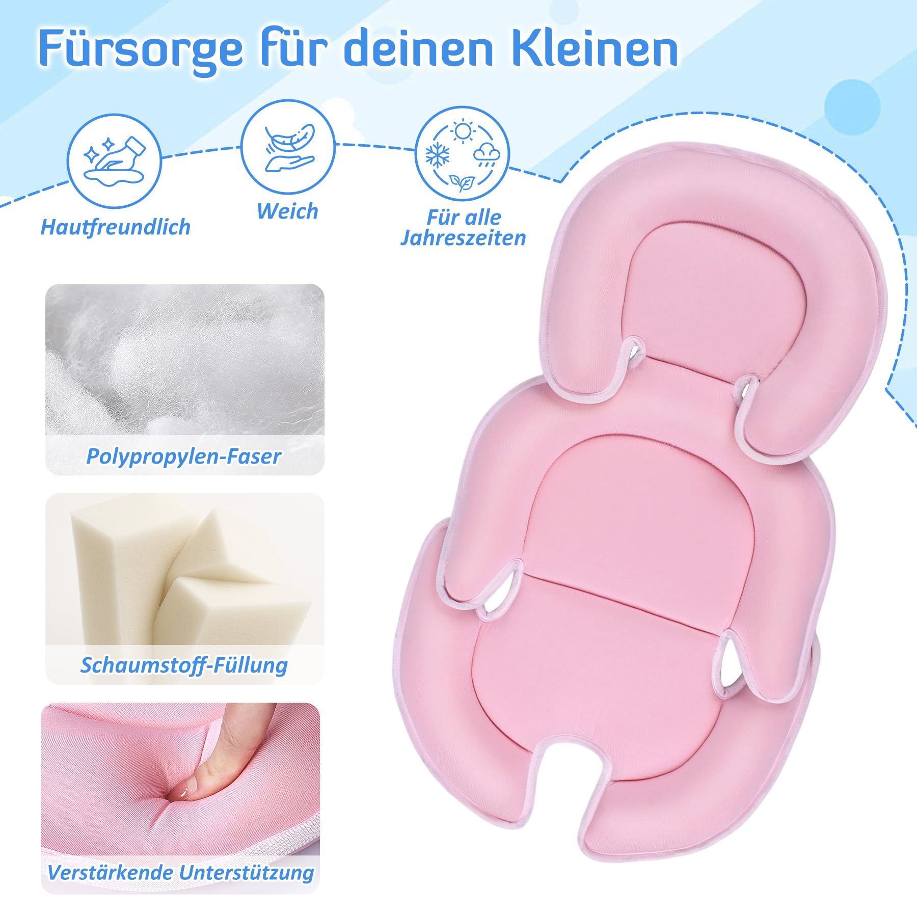 INFANZIA Réducteur de siège bébé pour toutes les poussettes, rose