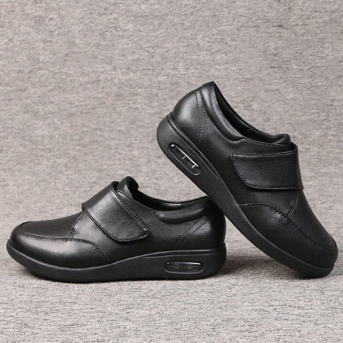 Orthopedic Diabetic Leather Slippers Adjustable Walking Shoes Slip On Sneakers Edema Swollen Shoes For Elderly Feet
