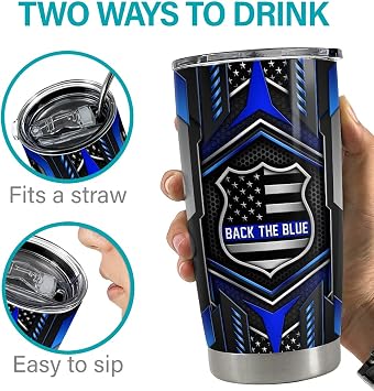 SANDJEST Personalized Police Tumbler - 20oz & 30oz Insulated Tumblers with Lid - Coffee Travel Mug Cup - Police Officer Gifts for Men & Women