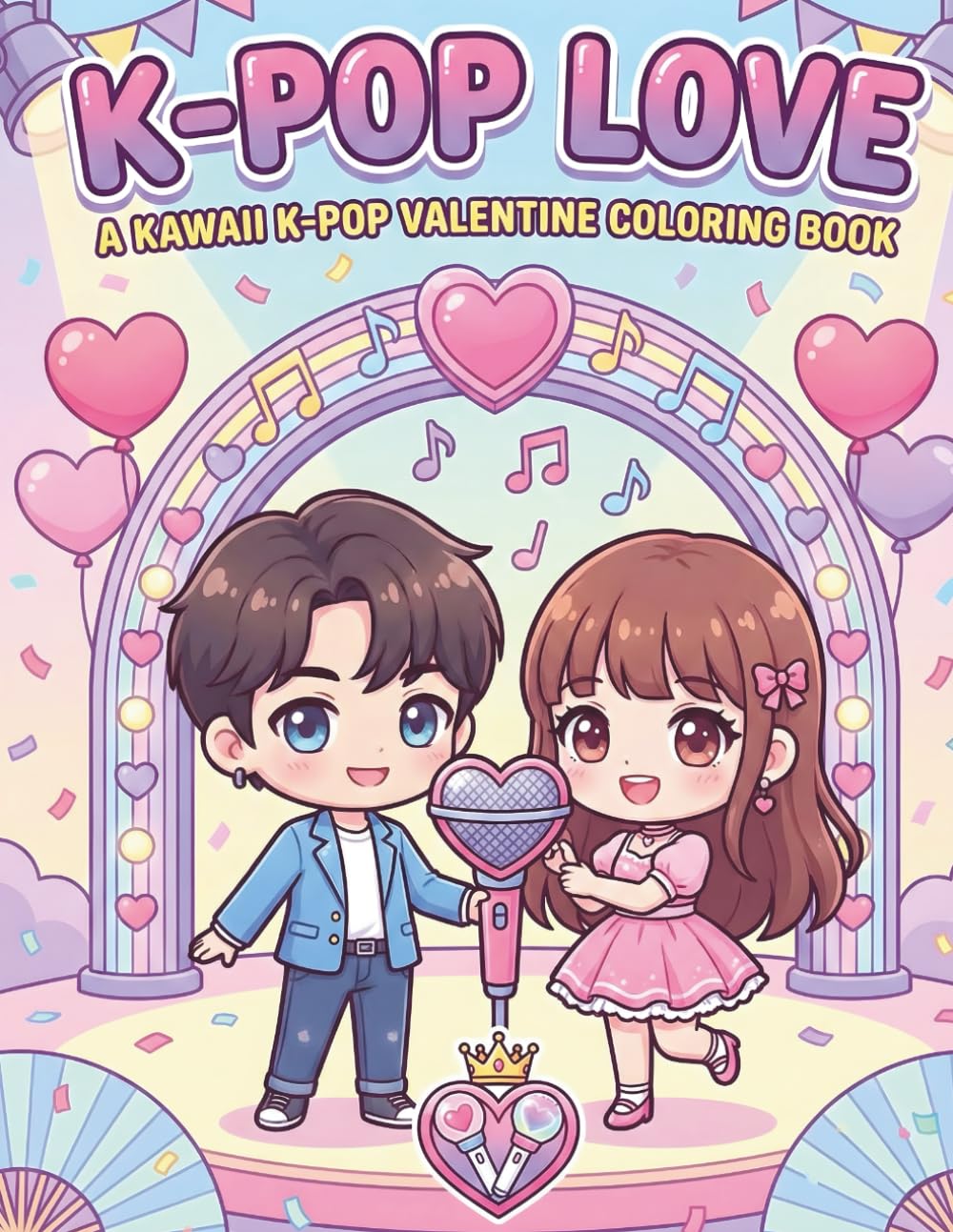 A Kawaii K-Pop Valentine Coloring Book: Cute Idol Romance, Sweet Concert Moments & Adorable K-Pop Love Scenes to Color