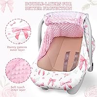 Vista 2 de Funda de asiento de automóvil para bebé y niña, con doble cremallera, con malla transpirable, toldo de protección universal y cálida, ajuste cómodo