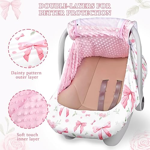 Miniatura 2 de Funda de asiento de automóvil para bebé y niña, con doble cremallera, con malla transpirable, toldo de protección universal y cálida, ajuste cómodo,