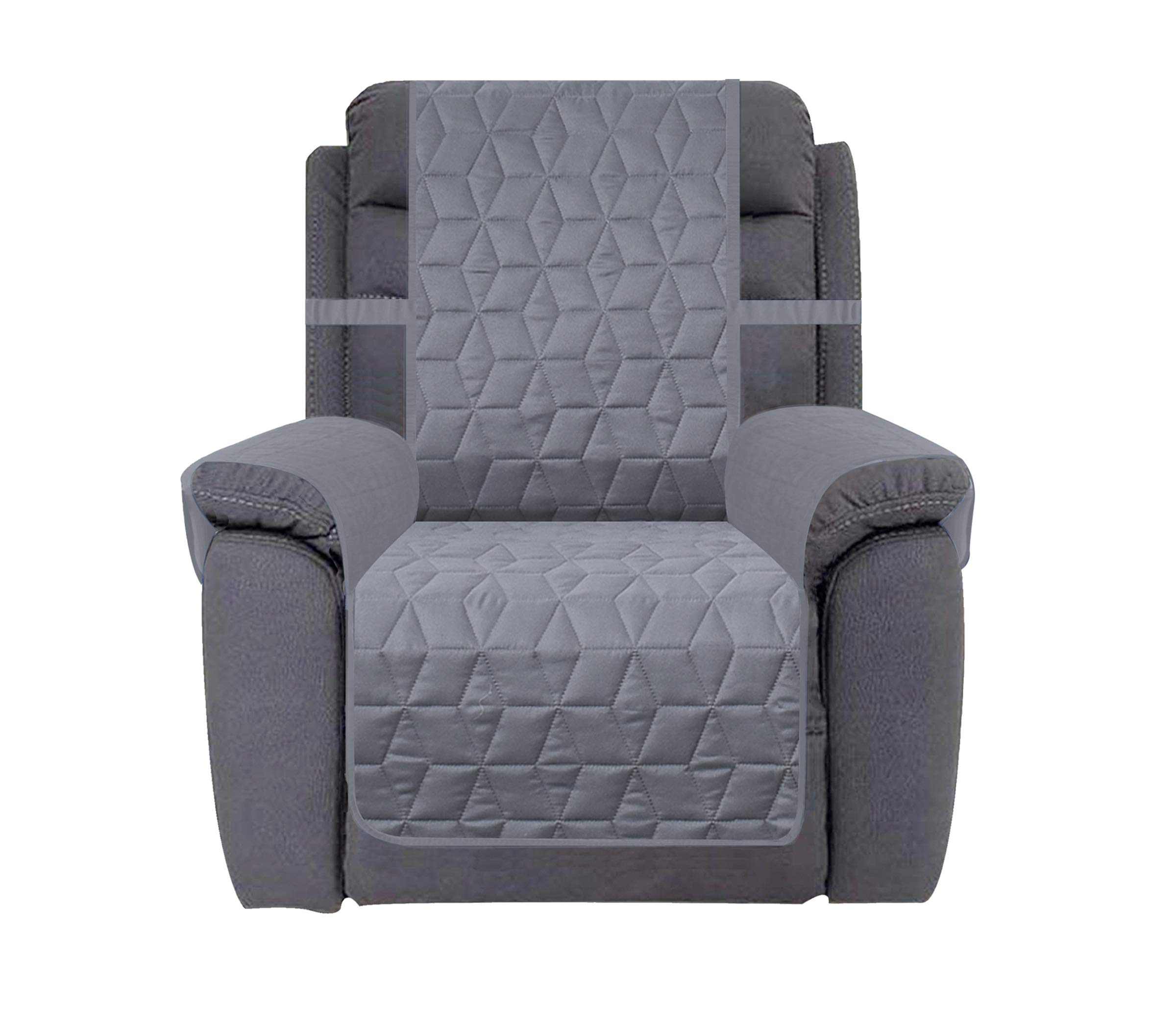 Ameritex Waterproof Nonslip Recliner Cover Christmas Decor Stay in Place, Dog Couch Recliner Cover Furniture Protector for Pets and Kids (Light Grey,