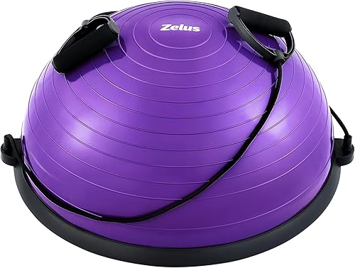 Miniatura 11 de ZELUS Entrenador de pelota de equilibrio con bandas de resistencia y bomba de pie, pelota de yoga inflable para entrenamientos de gimnasio en casa,